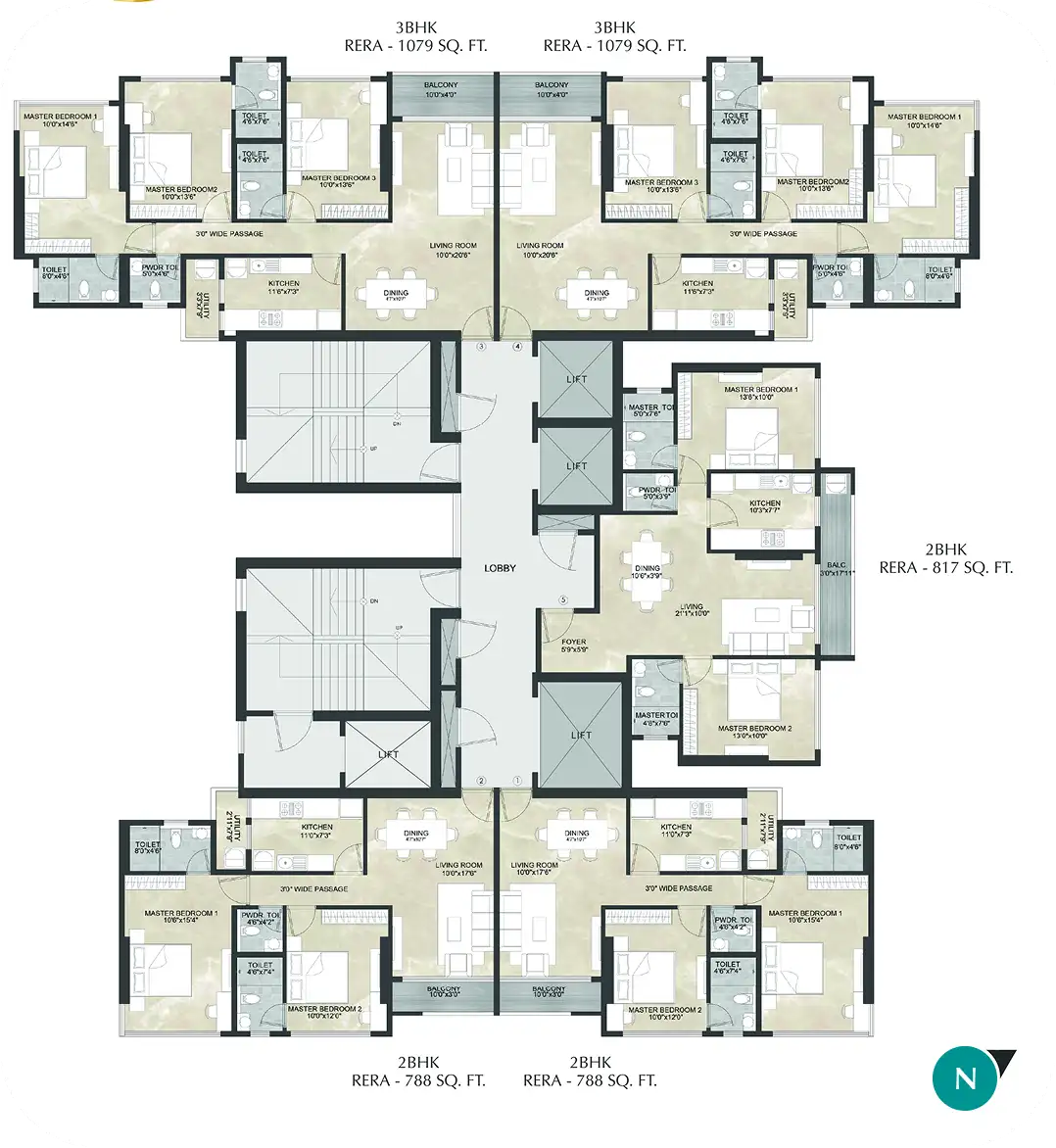 Kaustubh Breeze 91 Floor Plan